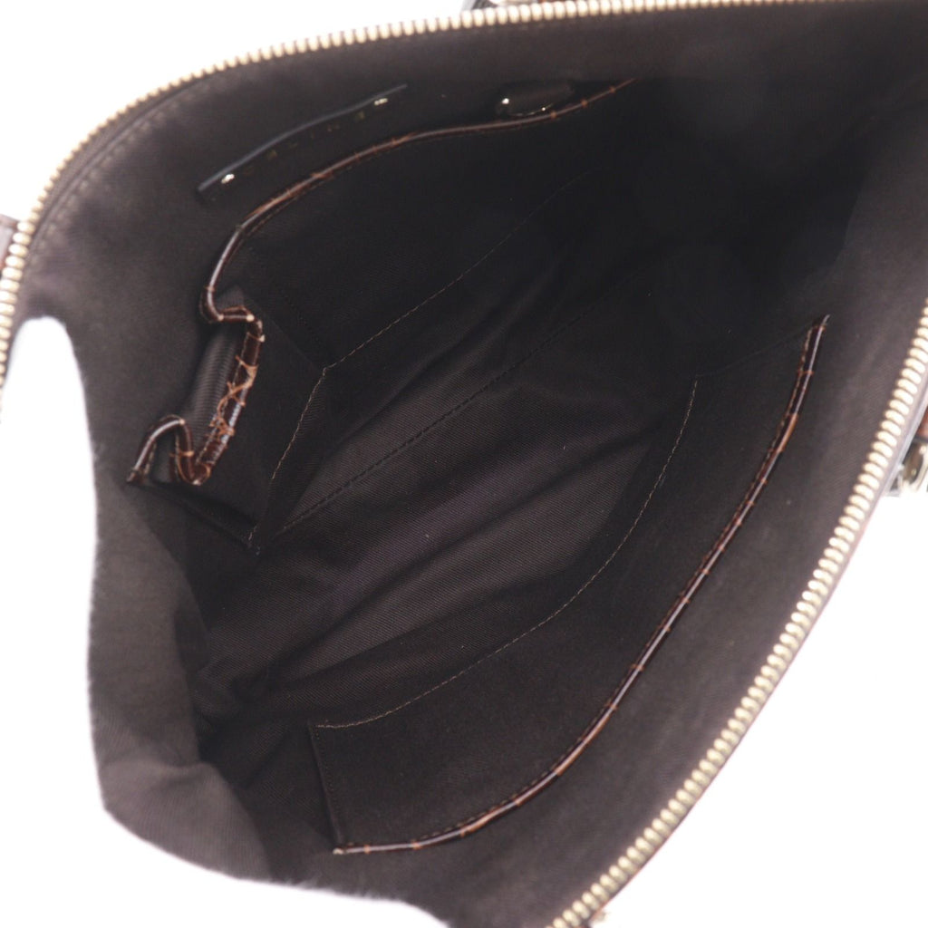 Celine Macadam Pattern Embossed Leather Nylon Brown Tote — view 6