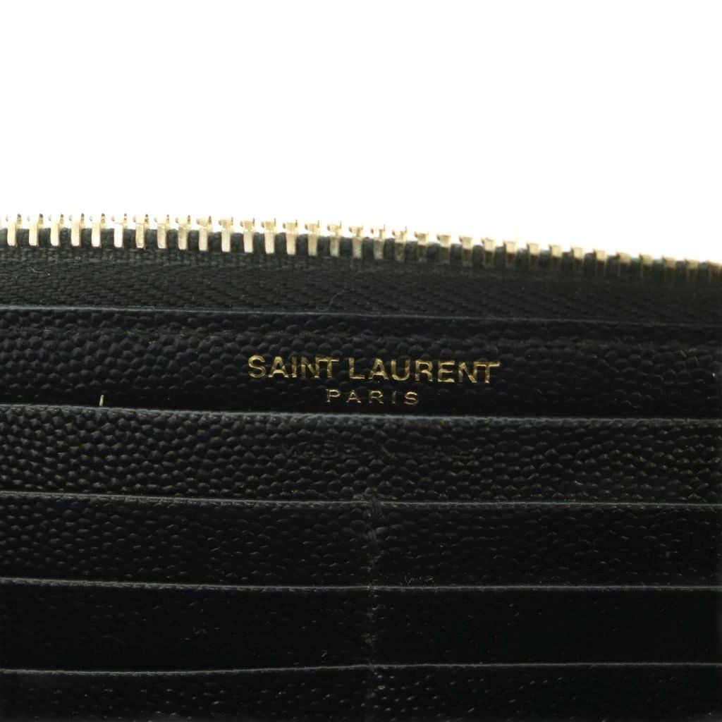 Saint Laurent Lsv Logo Stitch Wallet Zip Around Coin Purse Leather Black — view 8