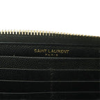 Saint Laurent Lsv Logo Stitch Wallet Zip Around Coin Purse Leather Black — view 8