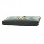 Saint Laurent Lsv Logo Stitch Wallet Zip Around Coin Purse Leather Black — view 4