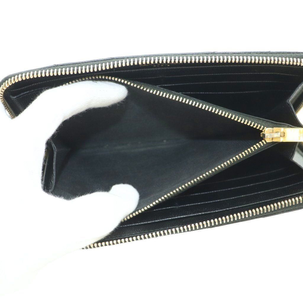Saint Laurent Lsv Logo Stitch Wallet Zip Around Coin Purse Leather Black — view 6