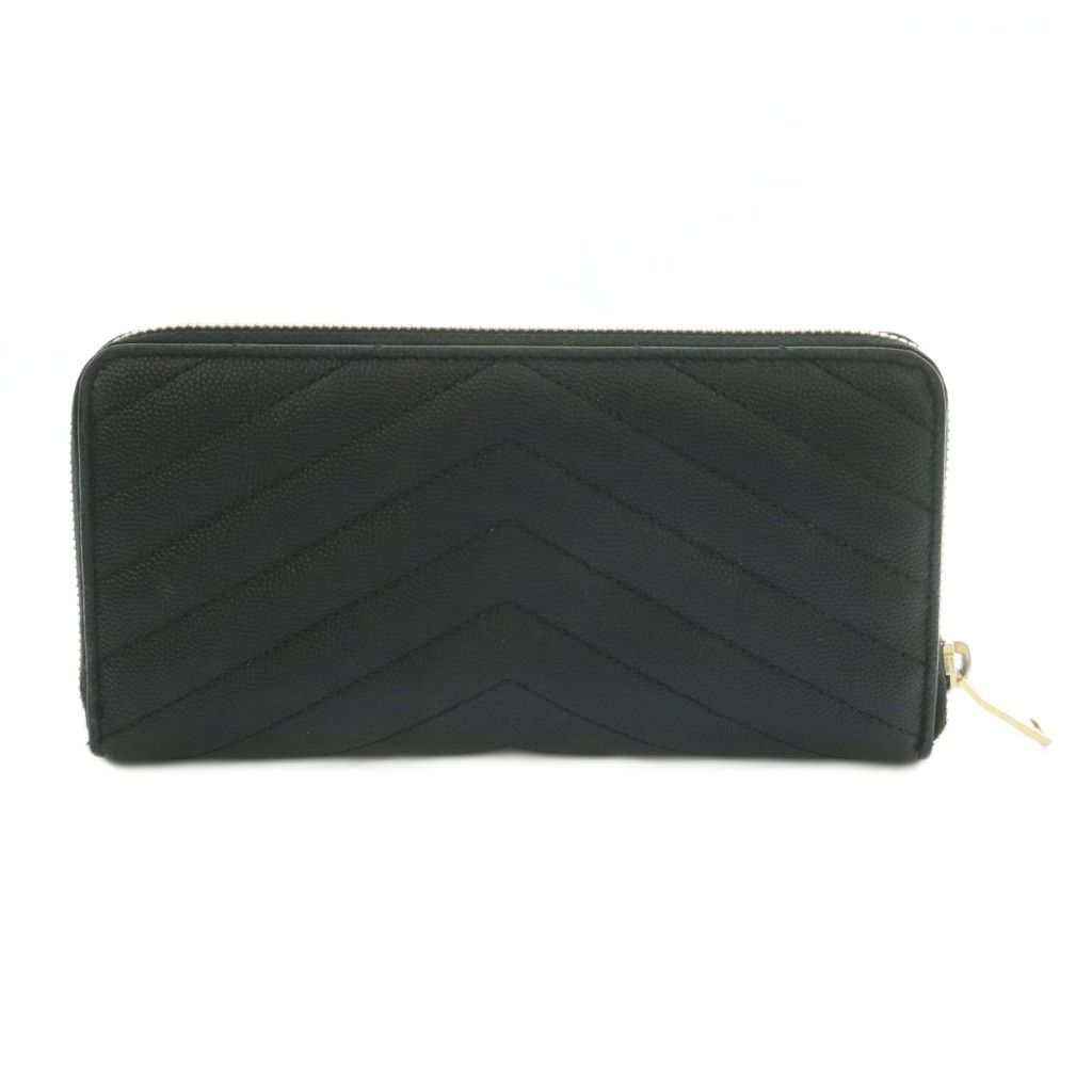 Saint Laurent Lsv Logo Stitch Wallet Zip Around Coin Purse Leather Black — view 2