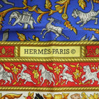 Hermes Chasse en Inde Indian Hunting Carre 90 Scarf Silk Multicolor Blue Red SS — view 6