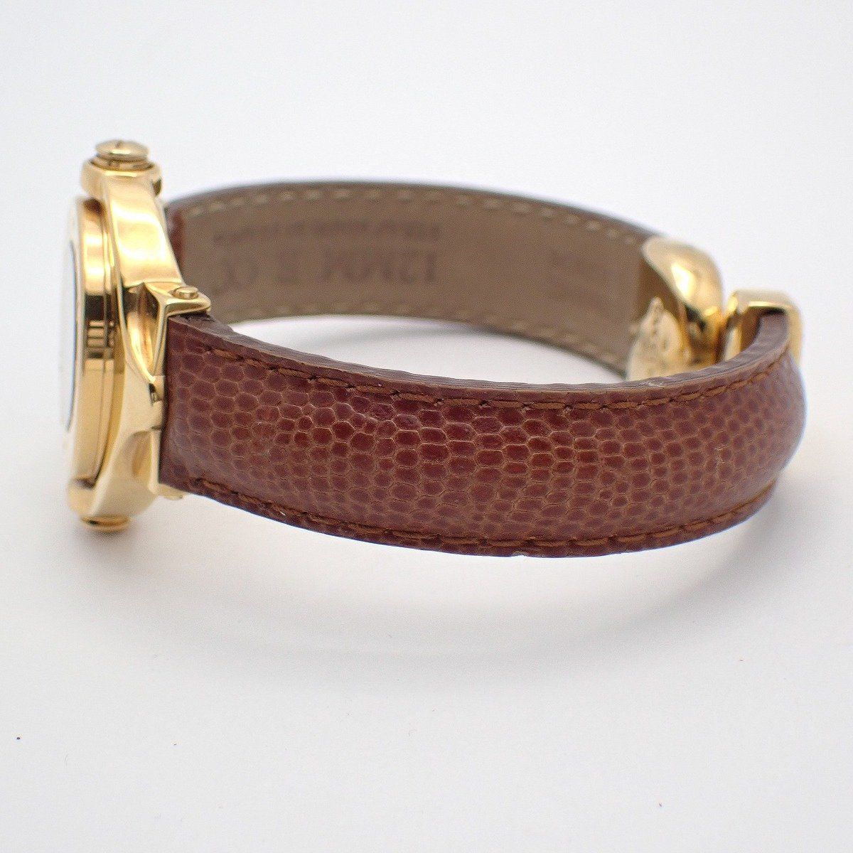 Gucci Breath Watch Quartz Gold White Dial Brown Leather Pawn — view 5