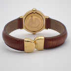 Gucci Breath Watch Quartz Gold White Dial Brown Leather Pawn — view 3