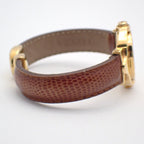 Gucci Breath Watch Quartz Gold White Dial Brown Leather Pawn — view 4