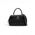 Chanel Trendy CC Bowling Bag Lambskin Black Gold Quilted Goro CC Logo Chain