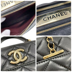 Chanel Trendy CC Bowling Bag Lambskin Black Gold Quilted Goro CC Logo Chain — view 9