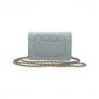 Chanel Shoulder Bag Light Blue Gold CC Logo Quilted Chain Wallet — view 4