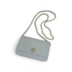 Chanel Shoulder Bag Light Blue Gold CC Logo Quilted Chain Wallet — view 6