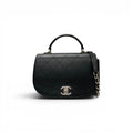 Chanel Shoulder Bag Black Silver Quilted CC Logo Turnlock Chain Single Flap