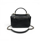 Chanel Shoulder Bag Black Silver Quilted CC Logo Turnlock Chain Single Flap — view 3