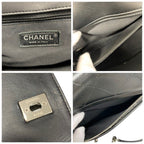 Chanel Shoulder Bag Black Silver Quilted CC Logo Turnlock Chain Single Flap — view 9