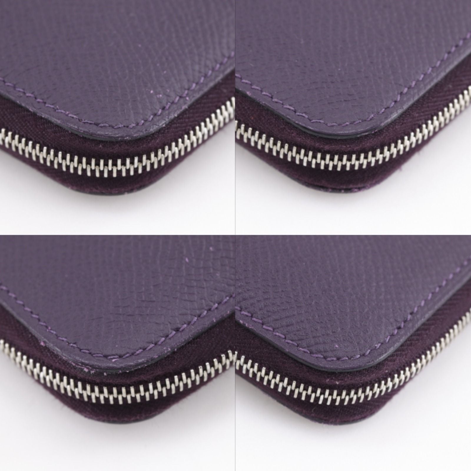 Hermes Azap Silk in Long Veau Purple Silver D Wallet — view 4