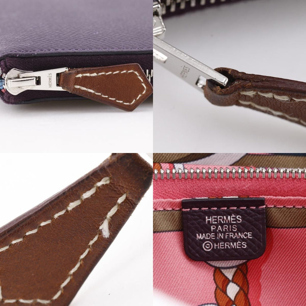 Hermes Azap Silk in Long Veau Purple Silver D Wallet — view 9