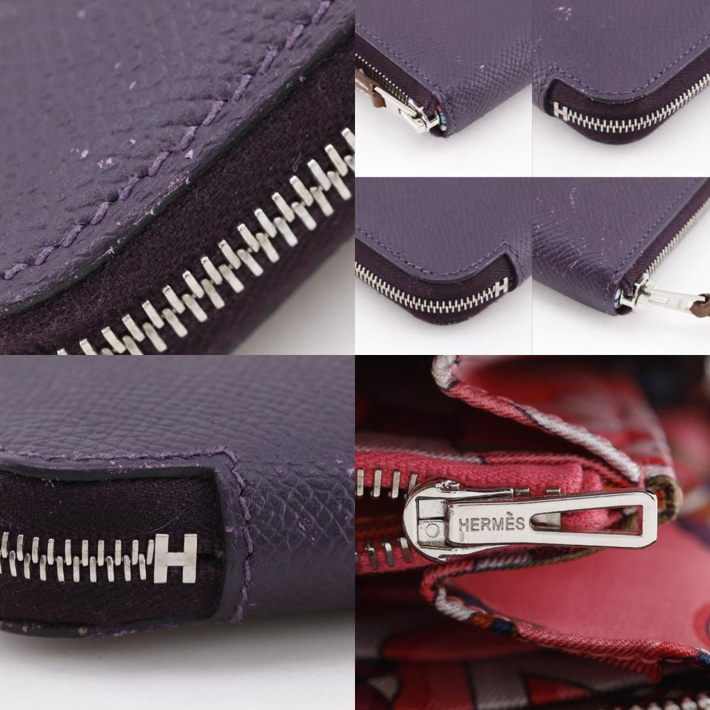 Hermes Azap Silk in Long Veau Purple Silver D Wallet — view 8