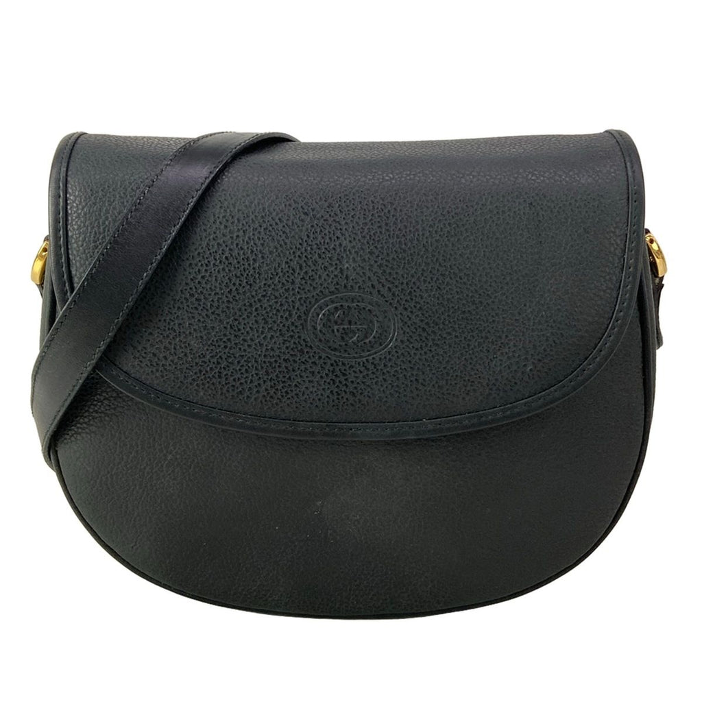 Gucci Shoulder Bag Vintage Black Flap Crossbody Leather