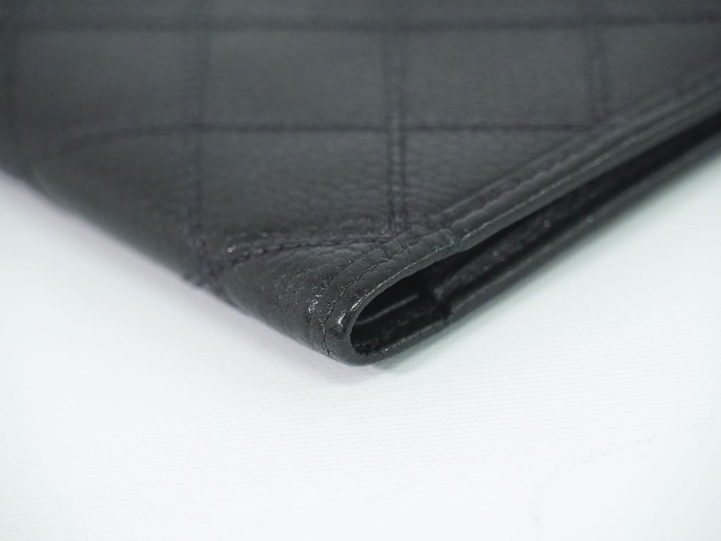 Chanel Bicolor Bifold Wallet Compact Caviar Leather Black — view 6