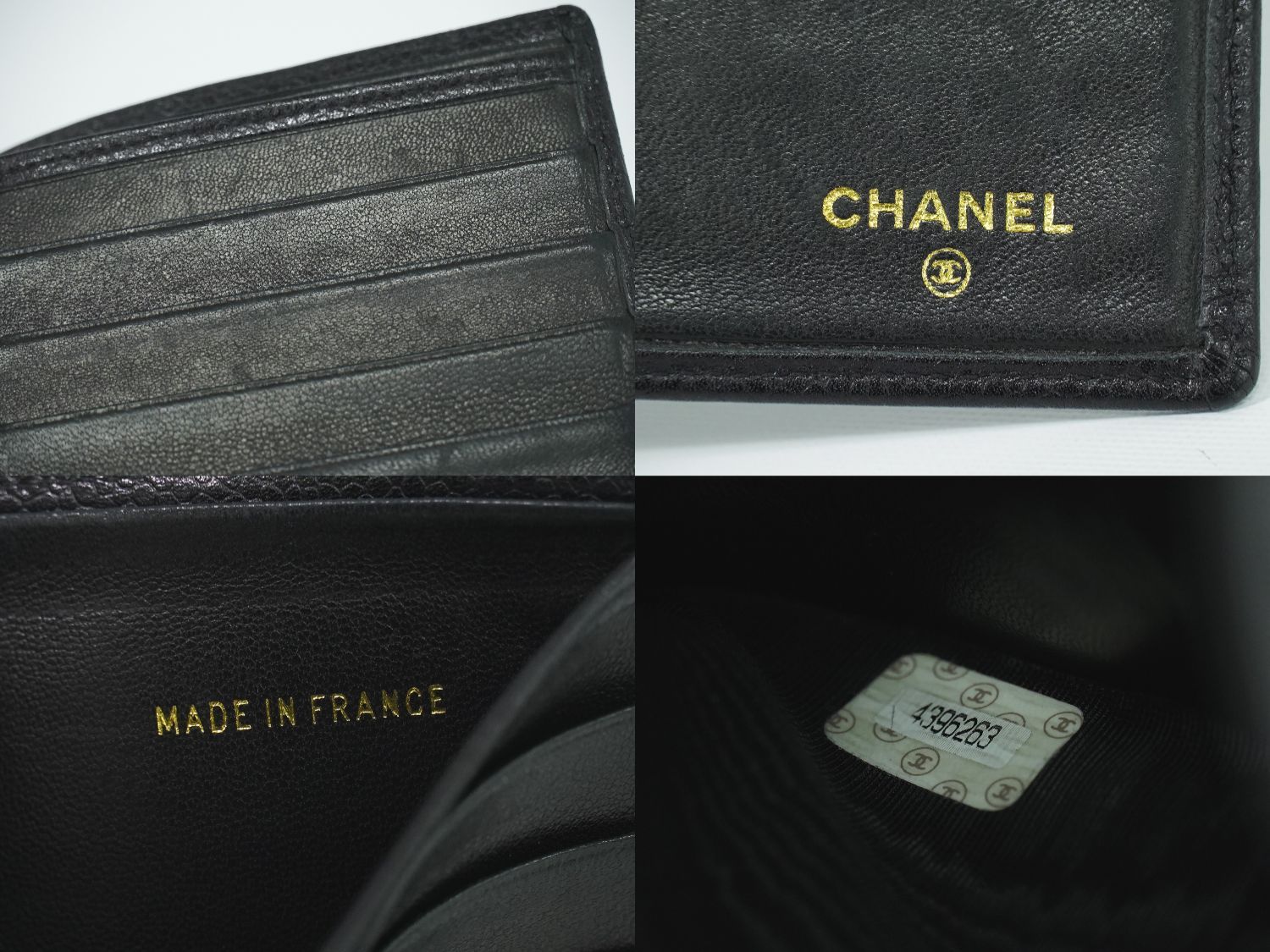 Chanel Bicolor Bifold Wallet Compact Caviar Leather Black — view 9