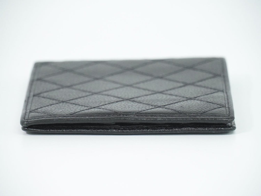 Chanel Bicolor Bifold Wallet Compact Caviar Leather Black — view 4