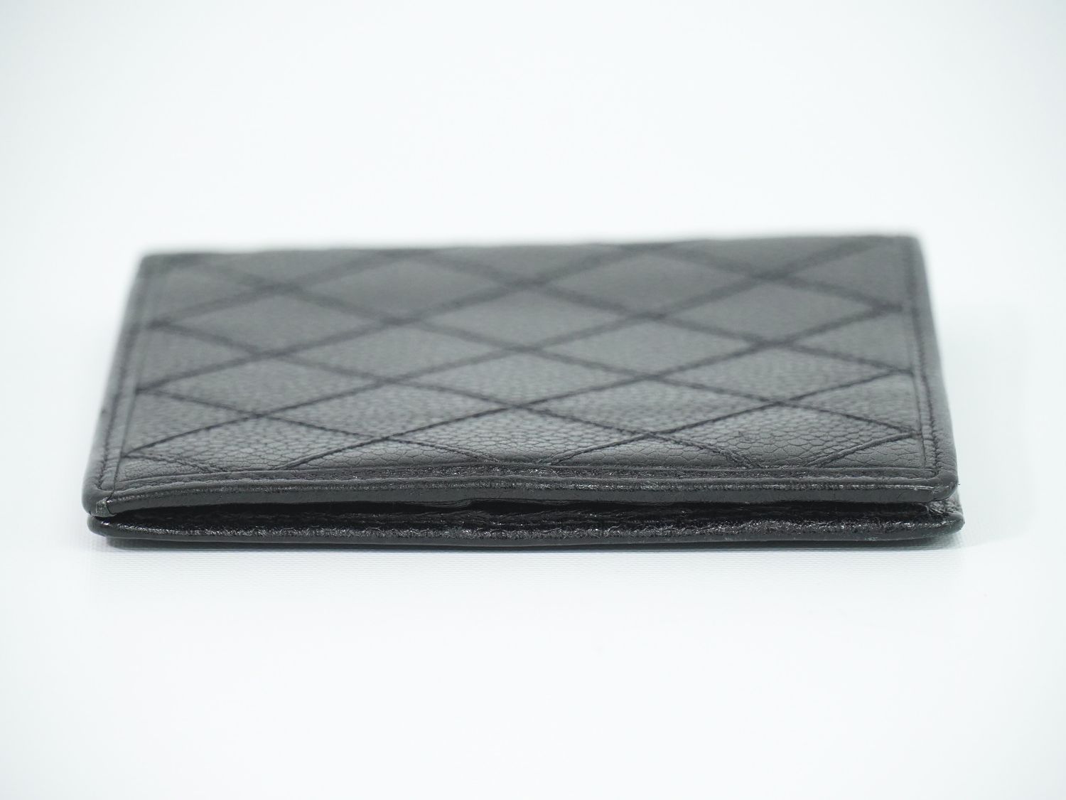 Chanel Bicolor Bifold Wallet Compact Caviar Leather Black — view 4