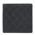 Chanel Bicolor Bifold Wallet Compact Caviar Leather Black
