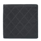 Chanel Bicolor Bifold Wallet Compact Caviar Leather Black