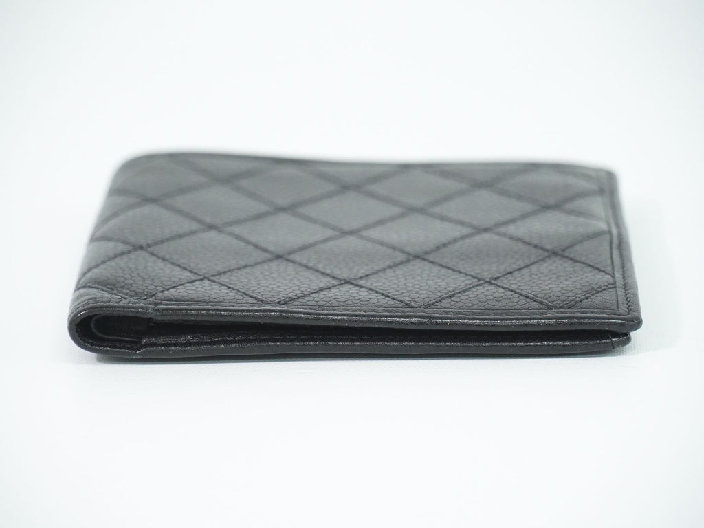 Chanel Bicolor Bifold Wallet Compact Caviar Leather Black — view 3