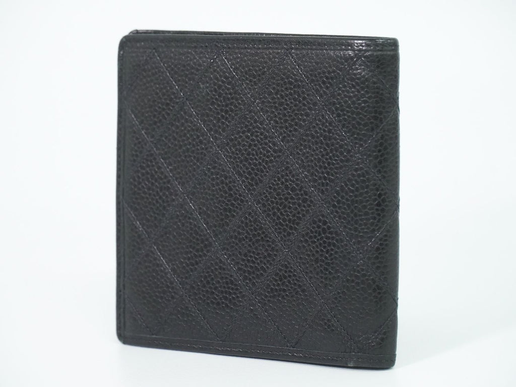 Chanel Bicolor Bifold Wallet Compact Caviar Leather Black — view 2