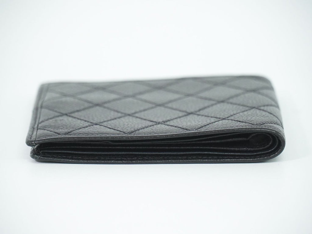 Chanel Bicolor Bifold Wallet Compact Caviar Leather Black — view 5