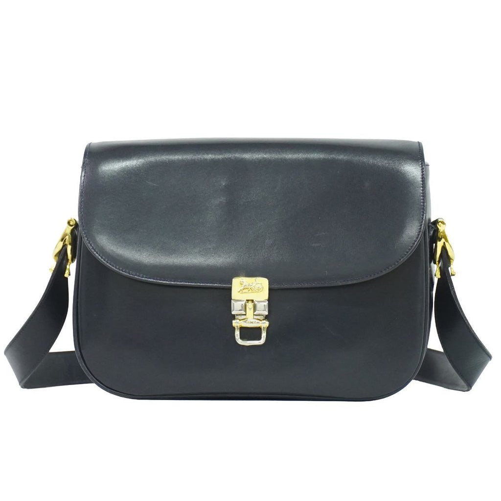 Celine Carriage Shoulder Bag Leather Navy