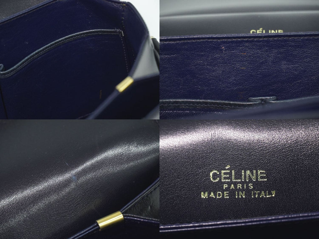 Celine Carriage Shoulder Bag Leather Navy — view 9