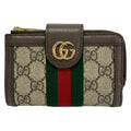 Gucci Bifold Wallet Ophidia Ivory Dark Brown Multi L-shaped Zipper Leather