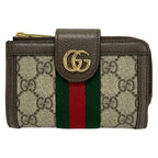 Gucci Bifold Wallet Ophidia Ivory Dark Brown Multi L-shaped Zipper Leather