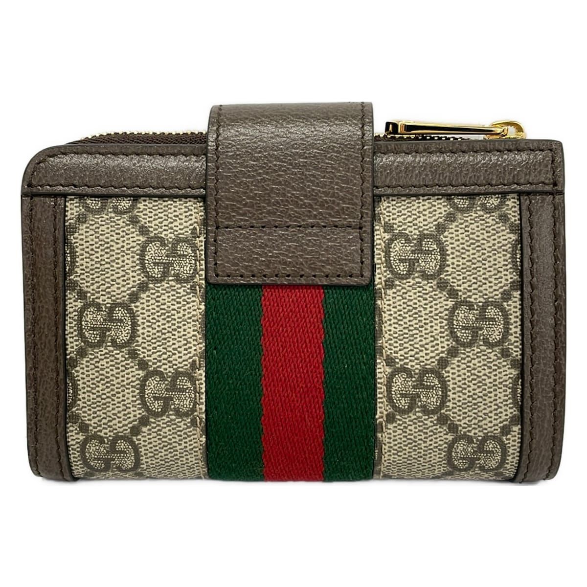 Gucci Bifold Wallet Ophidia Ivory Dark Brown Multi L-shaped Zipper Leather — view 2