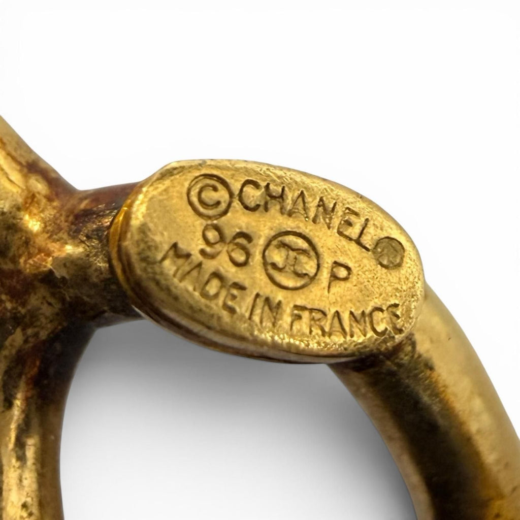 Chanel Vintage Leather CC Logo Rhinestone Chain Belt Choker Necklace Gold Black — view 7
