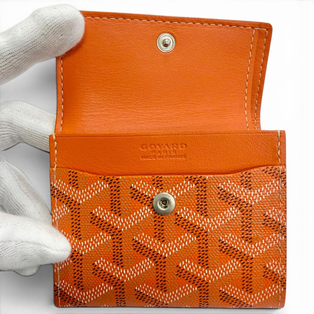 Goyard Marini in Canvas Leather Coin Case Compact Wallet Orange — view 6