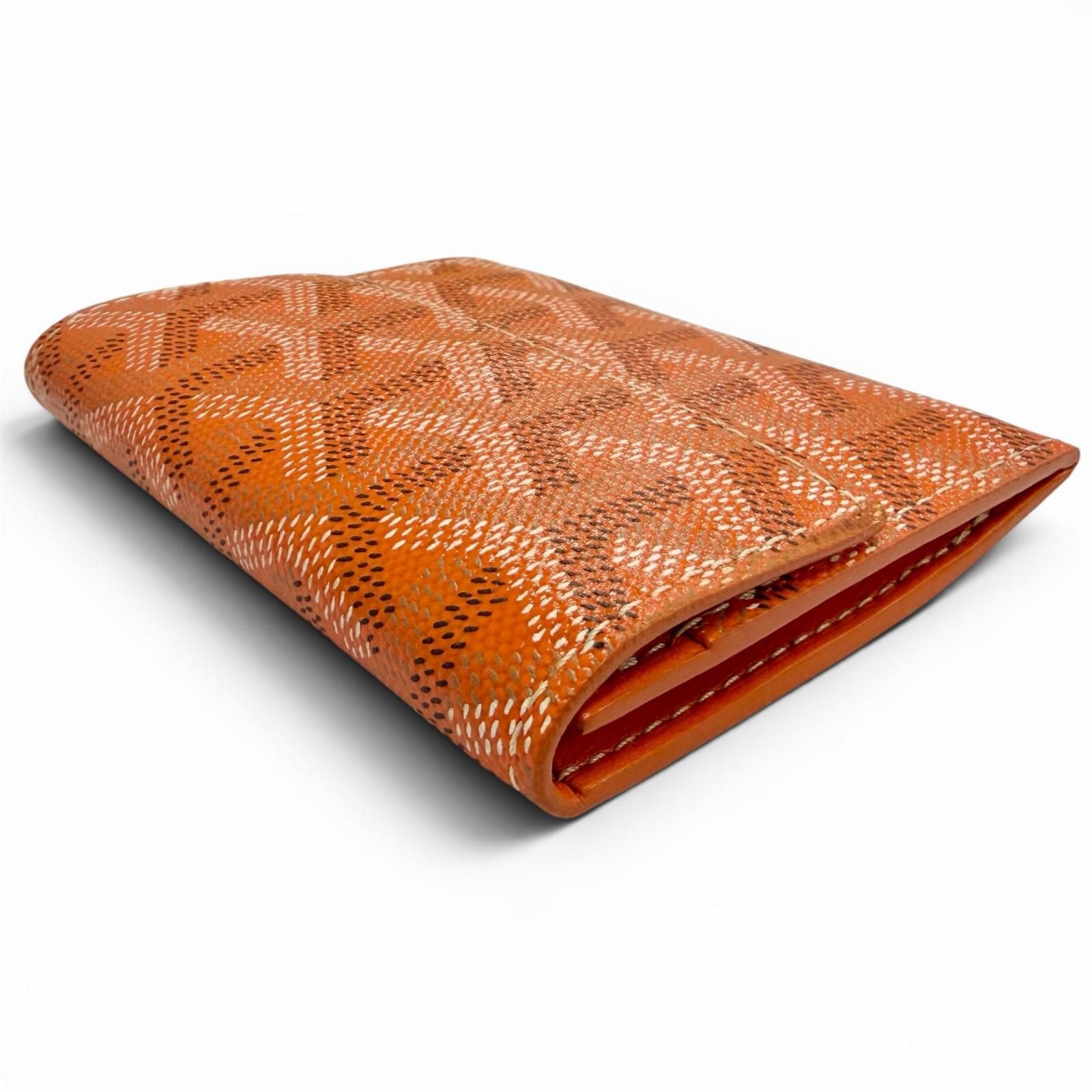 Goyard Marini in Canvas Leather Coin Case Compact Wallet Orange — view 4