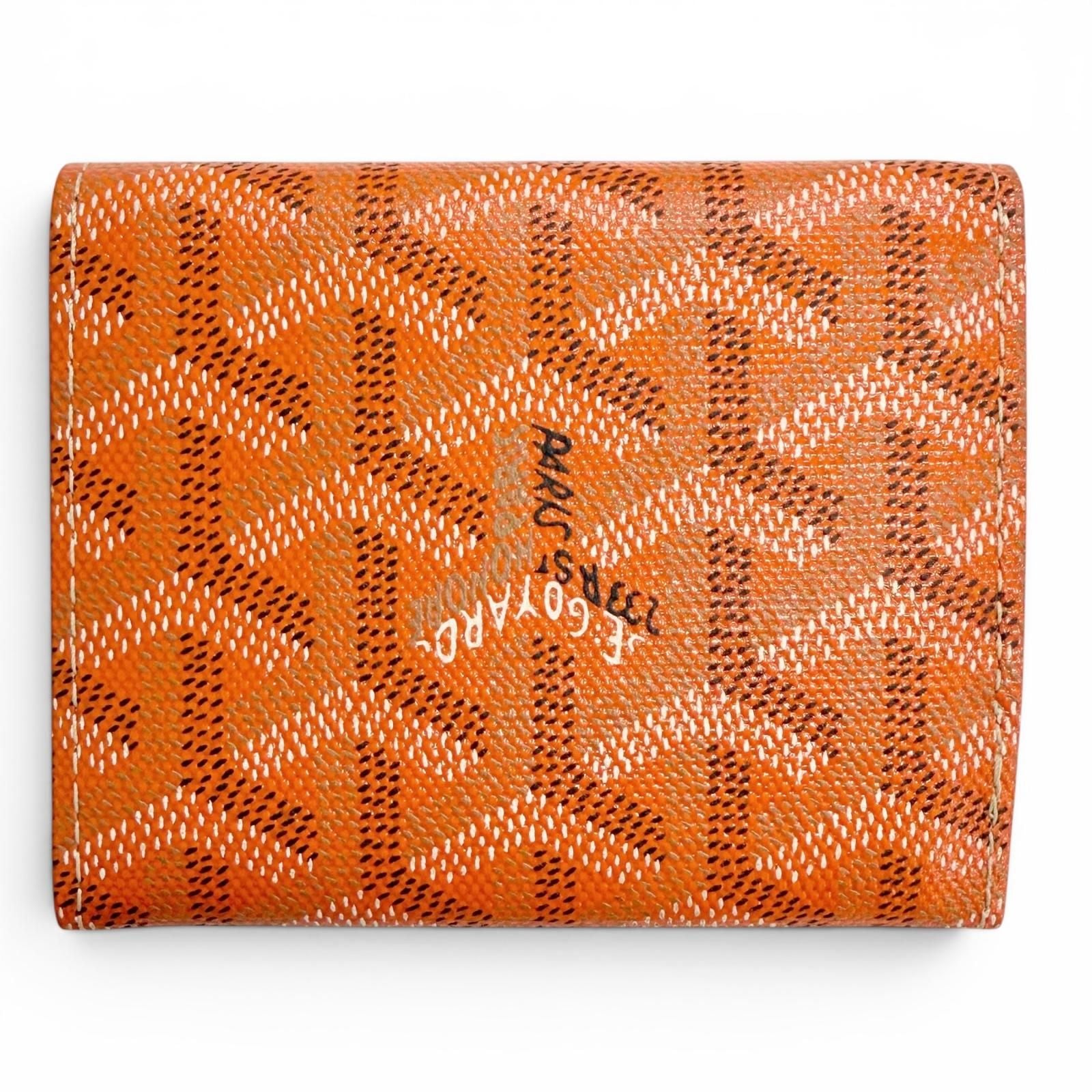 Goyard Marini in Canvas Leather Coin Case Compact Wallet Orange — view 3