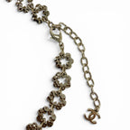 Chanel CC Logo Flower Rhinestone Necklace Choker Gold — view 5