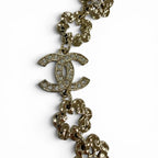 Chanel CC Logo Flower Rhinestone Necklace Choker Gold — view 2