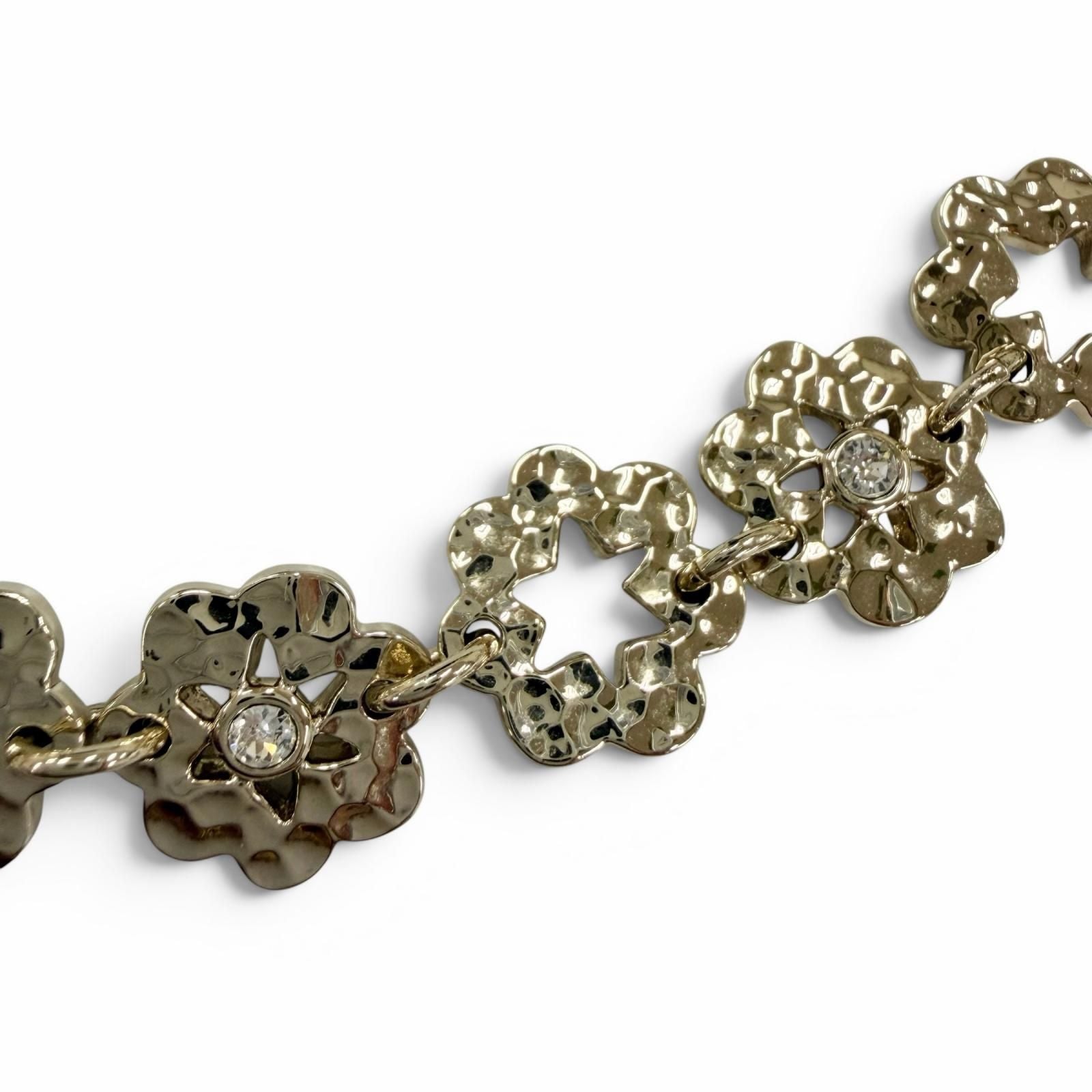 Chanel CC Logo Flower Rhinestone Necklace Choker Gold — view 4
