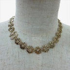 Chanel CC Logo Flower Rhinestone Necklace Choker Gold — view 3