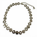 Chanel CC Logo Flower Rhinestone Necklace Choker Gold