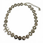 Chanel CC Logo Flower Rhinestone Necklace Choker Gold