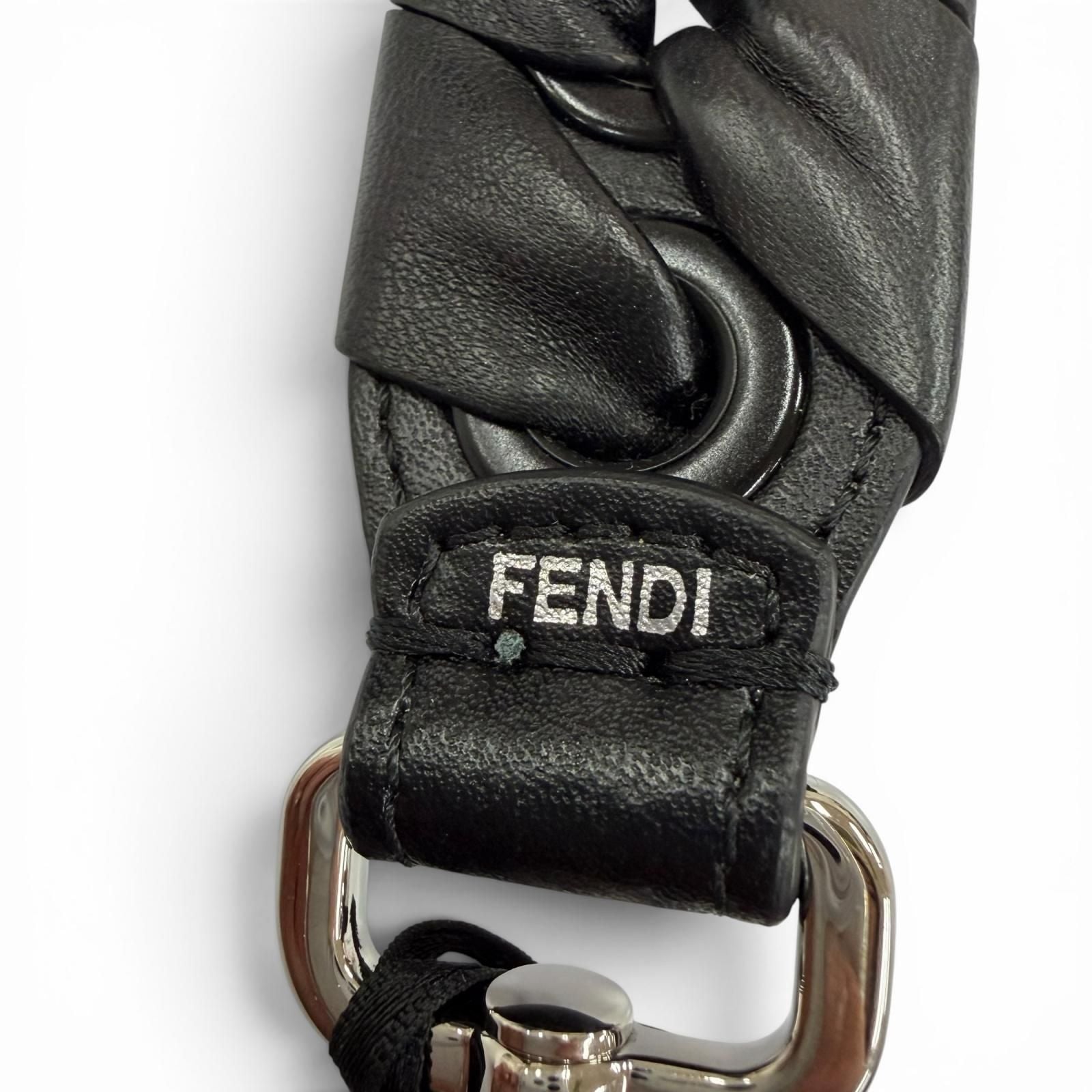 Fendi Mini Strap Leather Ribbon Shoulder Black — view 5