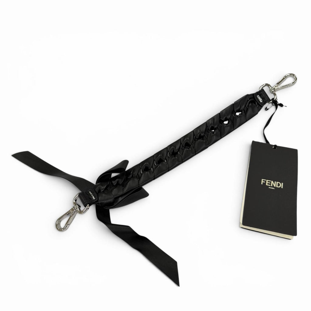 Fendi Mini Strap Leather Ribbon Shoulder Black — view 3