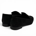 Hermes Moccasins Royale Silver Logo Plate Suede Leather Loafers Black — view 3