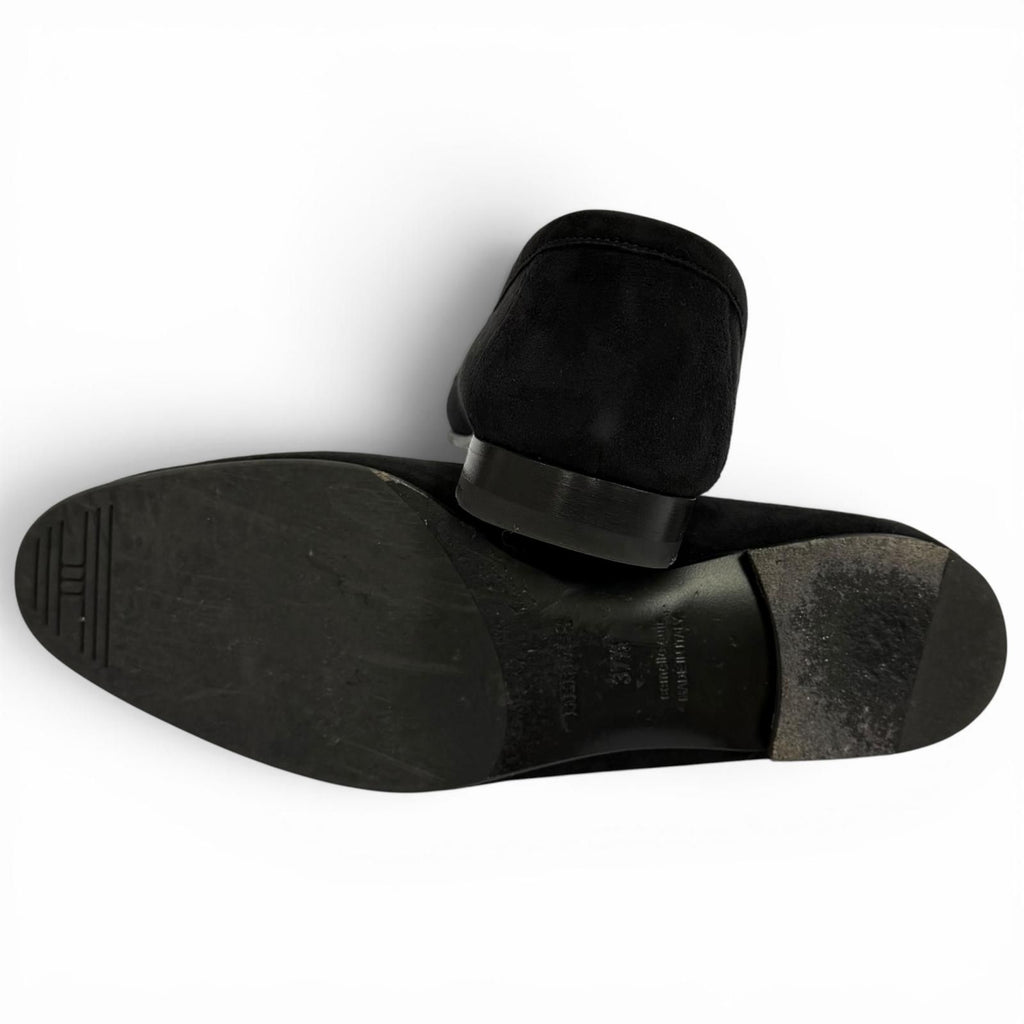 Hermes Moccasins Royale Silver Logo Plate Suede Leather Loafers Black — view 7