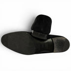 Hermes Moccasins Royale Silver Logo Plate Suede Leather Loafers Black — view 7